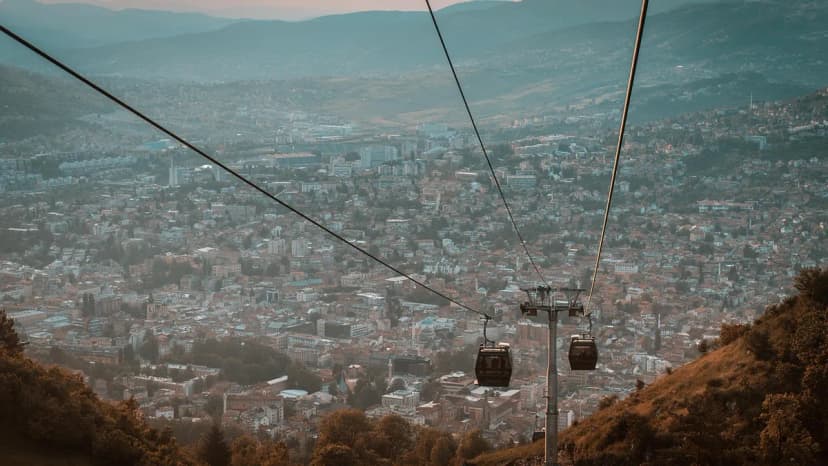 panorama, sarajevo, bosnia, city, europe, old, travel, nature, architecture, building, tourism, landmark, bridge, urban, herzegovina, destination, historic, cityscape, cable car, sunset, hills, c