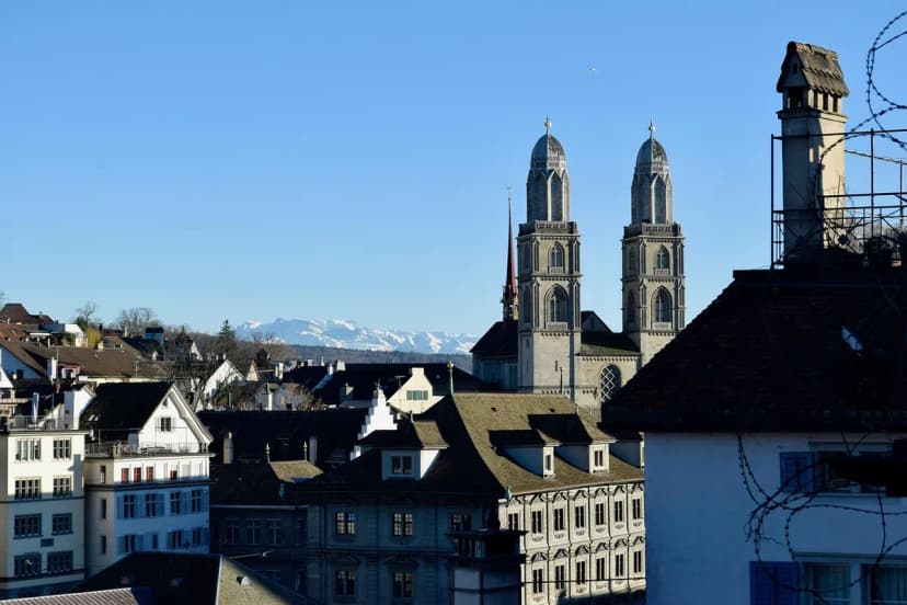 zurich, switzerland, swiss, landscape, city, architecture, medieval, grossmunster, tourism, buildings, landmark, cityscape, panorama