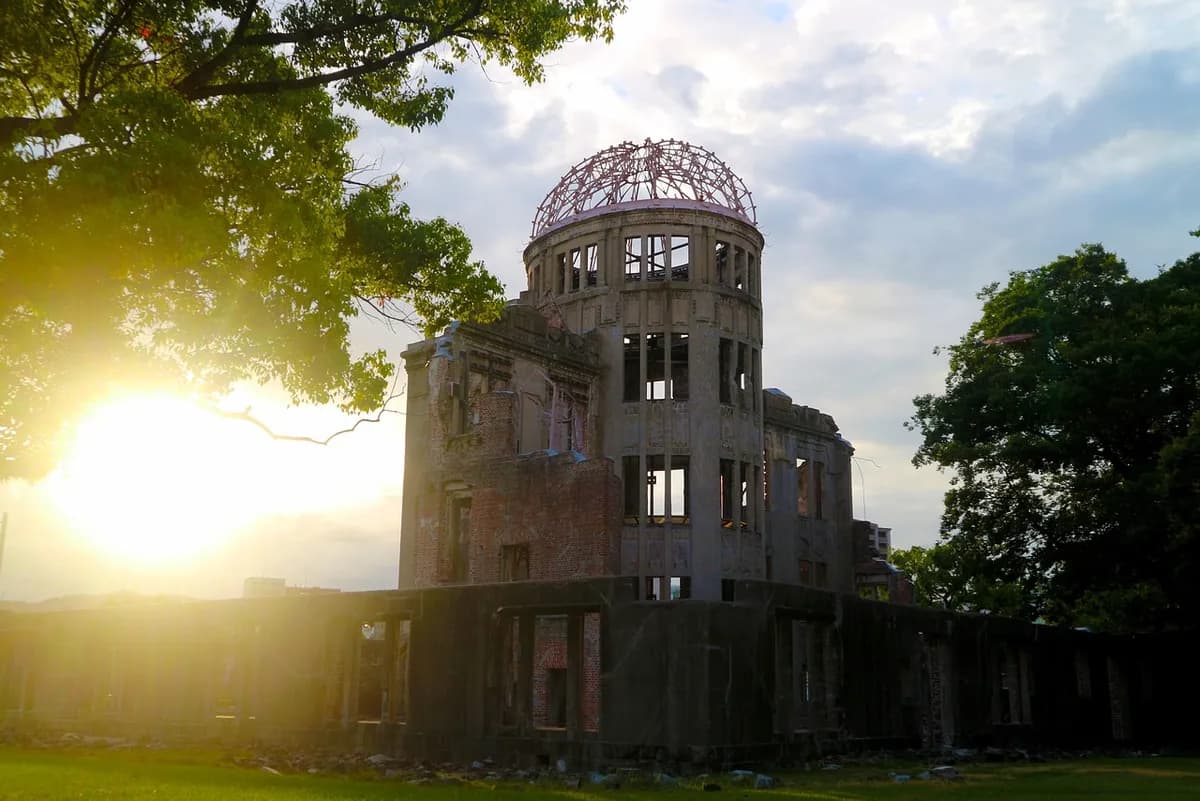 japan, hiroshima, architecture, to travel, building, nature, story, peace, landmark, tourism, culture, sun, sunset, ruin, dome