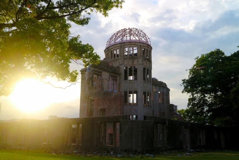 japan, hiroshima, architecture, to travel, building, nature, story, peace, landmark, tourism, culture, sun, sunset, ruin, dome