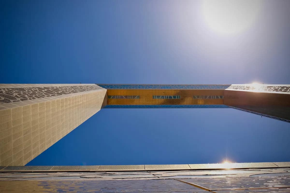dubai frame, building, architecture, structure, modern, sky, sun, sunlight, landmark, tourist attraction, zabeel park, nature, dubai, united arab emirates