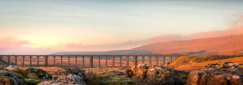 ribblehead viaduct, viaduct, bridge, ribblehead, yorkshire dales, nature, yorkshire, sunrise, architecture, travel, dales, transportation, britain, historic, landscape, england, uk, moorland, lan